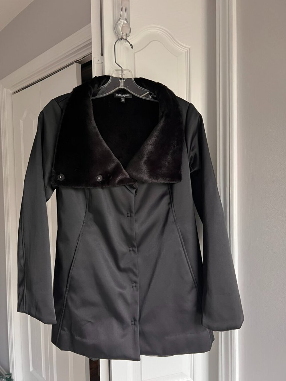 Eileen Fisher Petite black satin jacket, PS